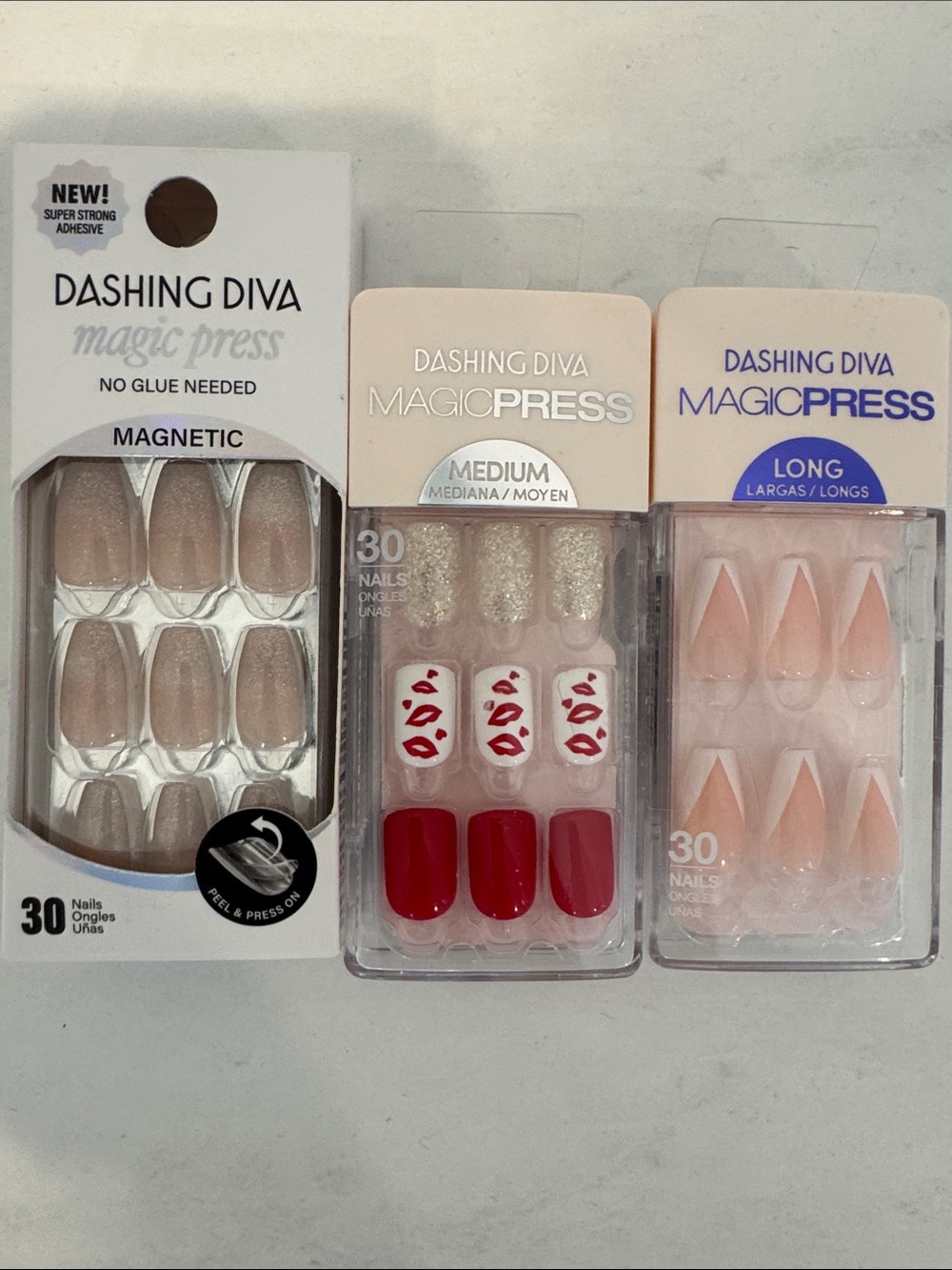 Dashing Diva MagicPress Red & Nude Press-On Nail Trio